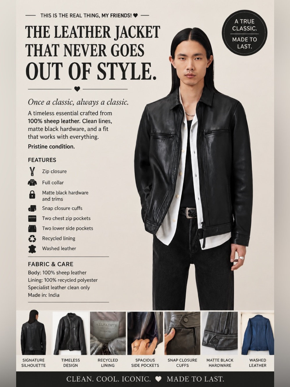 All Saints Black Leather Jacket